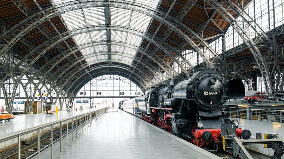 Explore the nostalgia of an old steam locomotive at Leipzig railway station.